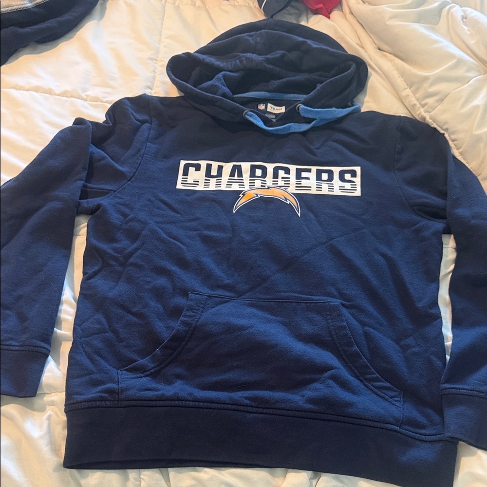 NFL Team Apparel Navy Hoodie with Light Blue Trim